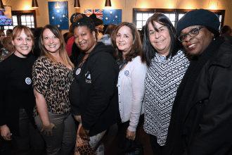 Educators from PS/IS 66 in Brooklyn meet up at the gathering.