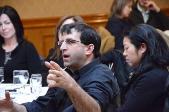 Sal Barcia Jr. of PS 69 asks a question.