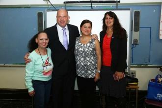 With Mulgrew after the meeting Kathy Sharko, Jackie Crispo and Debra Poulos.