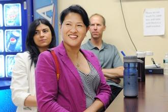 Jessica O'Connell, a college and career counselor, attends the meeting.