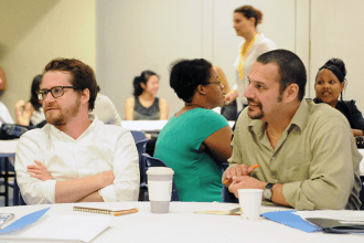New teachers Jordan Payne (left), from Edward A. Reynolds West Side HS in Manhat
