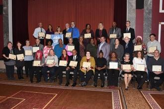 Newly retired chapter leaders gather for a group photo.