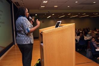 Kathy Lewis, the assistant chapter leader for the UFT Speech Improvement Chapter