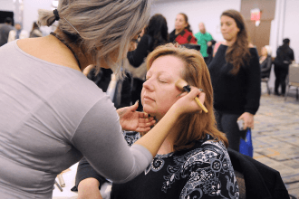 Woman receiving a makeover