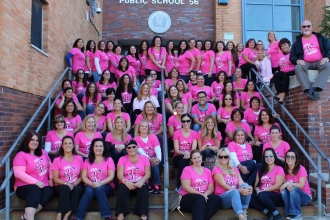 Staff members at PS 56 in Staten Island are a vision in pink.
