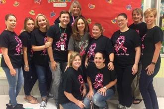 Teachers support the cause at PS 58 in Staten Island.