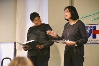 Marjorie Bryant (left) and Donna Coles bring the one-act play “The Doll” to life