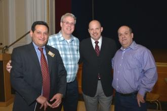 From left, James Vasquez, the UFT Queens HS representative, with school delegate