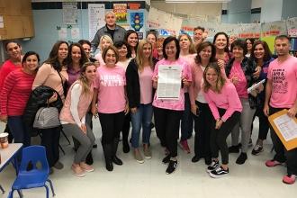 Going pink at PS 88 in Ridgewood, Queens.