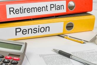 Looseleafs labeled Retirement plan and Pension