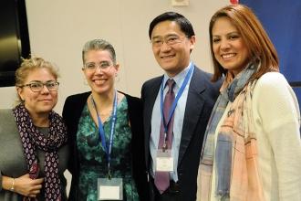 Chapter Leader Rosemarie Thompson (second from left) poses with workshop present