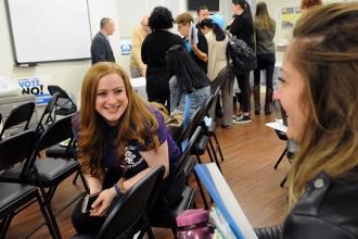 New members mingle during the event.