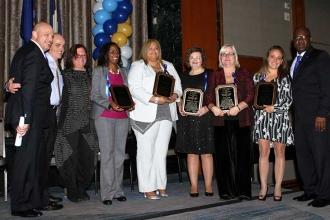 MARSH-RAIMO AWARDS: Honorees (from fourth left) Servia Silva, Corrine Barros, Ka