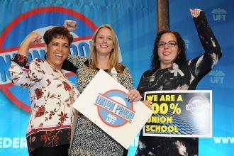  IS 27, Staten Island, shows their union spirit after receiving a Jules Kolodny 