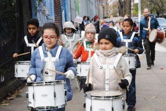 In the big performance debut for the East Village Community School drum line, th