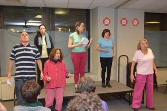 Seniors huff and puff through exercise class.