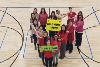 Showing love for the union at PS 376 in Bayside, Queens!