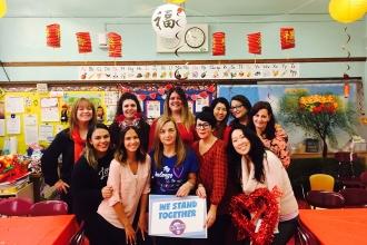 Educators stand together at PS 204 in Bensonhurst, Brooklyn.