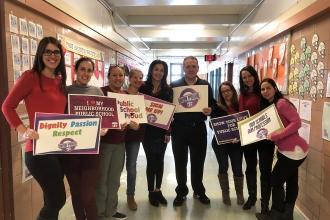 Educators show their pride at PS 175 in Queens.