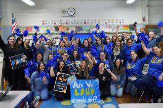 Staten Island members at PS 41 hold a mini pep rally for the UFT's Fix Tier 6 campaign