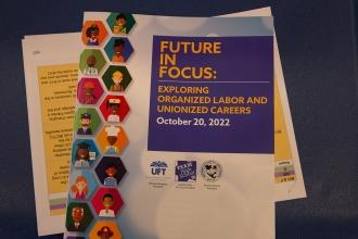 A sign of a Future in Focus event that was held in October 2022 