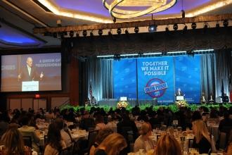 A crowd shot of the scene at Teacher Union Day 