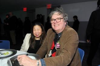 Teacher Paul Coyle, an award-winner of the Manhattan Early College School for Advertising, is seated with his mentor retiree Carol Sun, a former CTE award winner at the UFT CTE Awards on Feb. 12, 2026. 