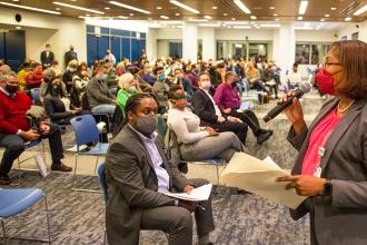 Karen Alford (right), the UFT vice president for elementary schools,