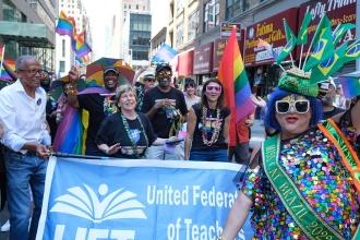 A group on the left enjoys a photo bomb on the right 
