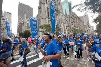 The UFT contingent marching in the 2023 Labor Parade