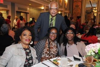 A group of retirees from IS 292 in Brooklyn take a photo at the 2024 UFT Retired Teachers Chapter Luncheon. 