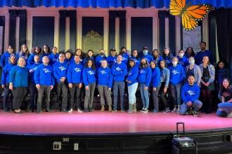 Wearing blue for a fair contract