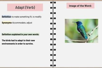 Text book with bird photo