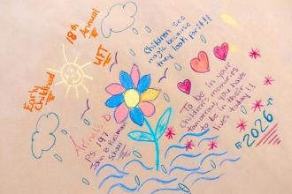 Chalk and other writing materials on conference tables encourage attendees to get in touch with their creative sides.