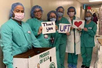 UFT nurses wearing masks