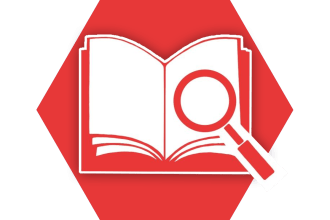 Image shows a magnifying glass over a book