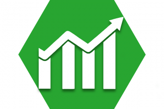 Green hexagon showing graph that's increasing