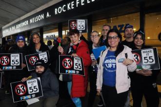 Members from District 15 in Brooklyn are ready to make some noise about Tier 6 and other UFT priorities as they arrive in Albany for Lobby Day on March 16, 2026