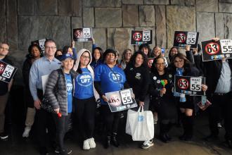 Staten Island members arrive at Empire State Plaza ready to press lawmakers in person to support UFT priorities during Lobby Day on March 16.