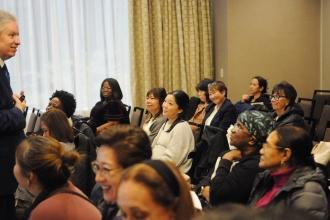 Nurses improve their emergency skills in one of the professional development workshops offered.