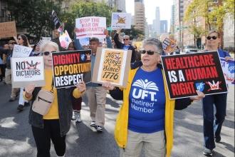 UFT Members at the No Kings March on Oct. 18, 2025