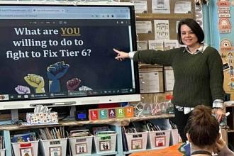 Teacher doing a Tier 6 presentation
