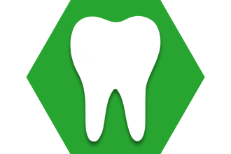 Green hexagon with outline of tooth
