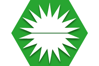 Green hexagon with "burst" symbol