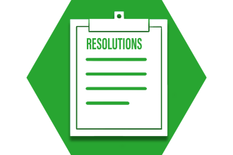 Hexagon with green background and clipboard showing UFT resolutions