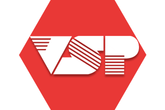 Red hexagon with letters VSP