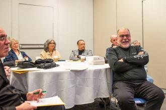 Retirees are enthused by Anthony Scaramucci’s plenary speech during the UFTWF Day at the University on June 13, 2025. 