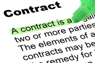 Contract with green highlighted words
