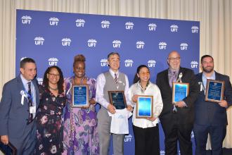 Teacher Union Day Marsh/Raimo award winners take a group photo on Nov. 3, 2024 at the Midtown Hilton