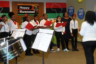 Students reciting lyrics